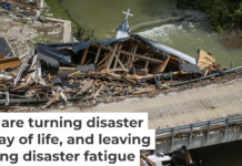 Fast-moving floodwater from a storm damaged bridges and homes and broke apart Million Bible Church in Richmond, Ky., in late June 2026. Jon Cherry/Getty Images